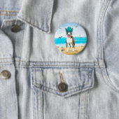 Bull Terrier Dog op Beach Ronde Button 5,7 Cm (In situ)