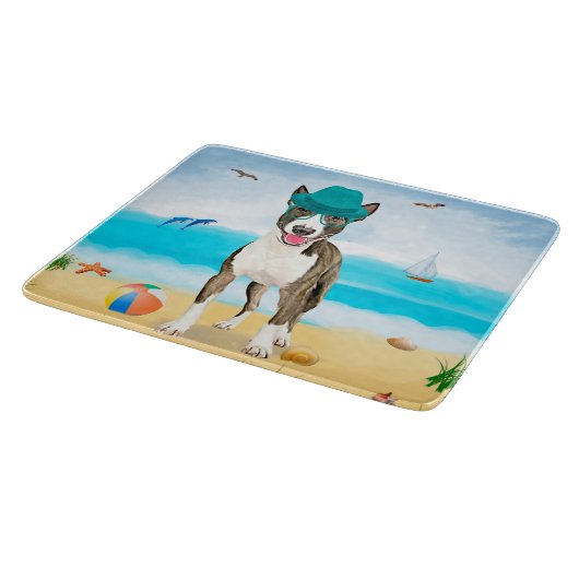 Bull Terrier Dog op Beach Snijplank (Hoek)