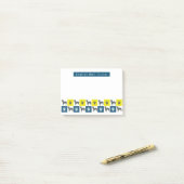 Bull Terrier Dog & Paw Yellow & Blue Grid Post-it® Notes (Op bureau)