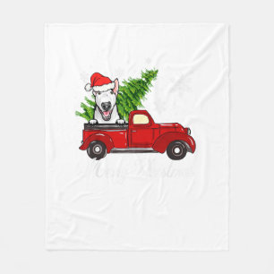 Bull Terrier Dog Riding Red Truck Fleece Deken
