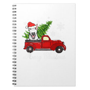Bull Terrier Dog Riding Red Truck Notitieboek