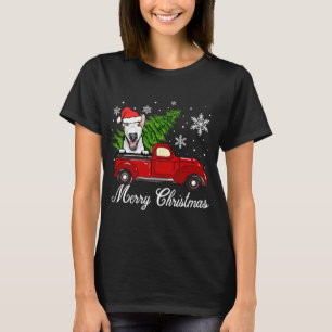 Bull Terrier Dog Riding Red Truck T-shirt