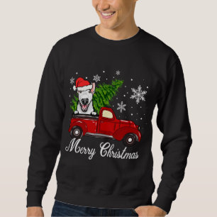 Bull Terrier Dog Riding Red Truck Trui