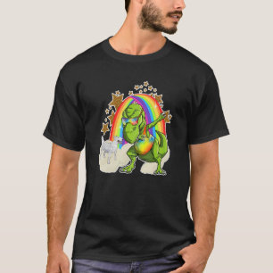 Bull Terrier Dog rijdt regenboogwolken naast Danc T-shirt
