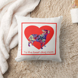 Bull Terrier Dog Silhouette Red Heart Moederdag Kussen