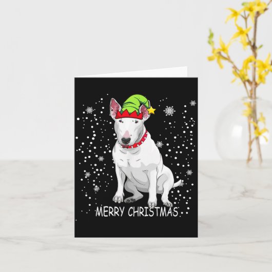 Bull Terrier Dog Tree Christmas Sweater Xmas Dogs Kaart (Gele Bloem)