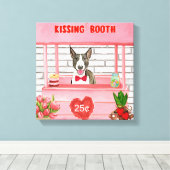 Bull Terrier Dog Valentijnsdag Kissing Booth Canvas Afdruk (Insitu (Houten vloer))