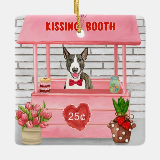 Bull Terrier Dog Valentijnsdag Kissing Booth Keramisch Ornament (Voorkant)