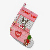 Bull Terrier Dog Valentijnsdag Kissing Booth Kleine Kerstsok (Voorkant (Hangend))