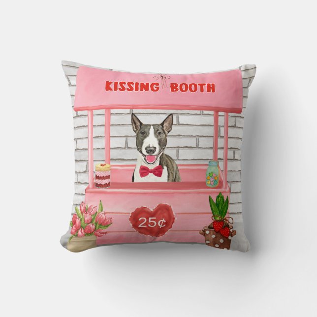 Bull Terrier Dog Valentijnsdag Kissing Booth Kussen (Voorkant)