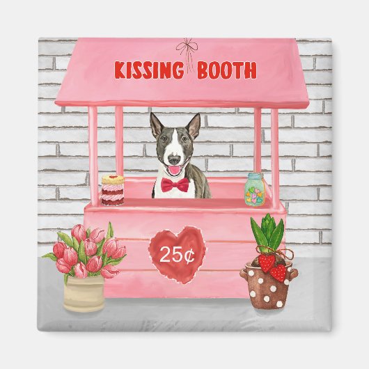 Bull Terrier Dog Valentijnsdag Kissing Booth Magneet (Voorkant)