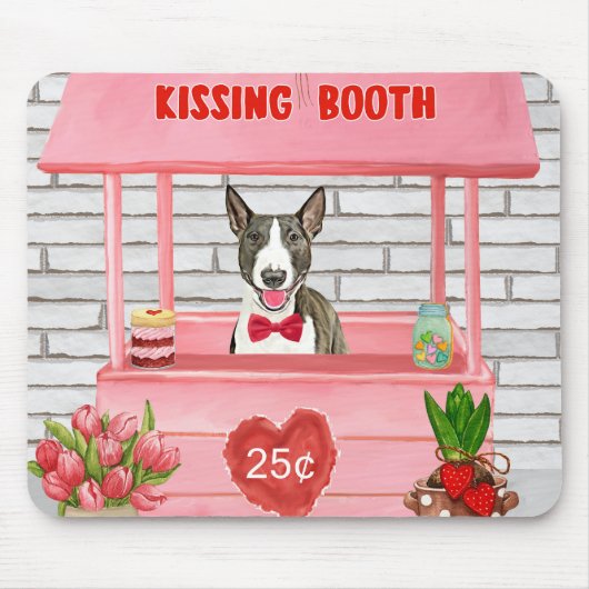 Bull Terrier Dog Valentijnsdag Kissing Booth Muismat (Voorkant)