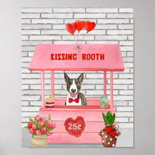 Bull Terrier Dog Valentijnsdag Kissing Booth Poster