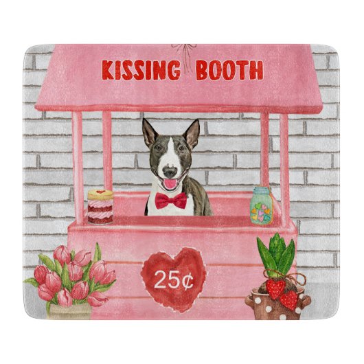 Bull Terrier Dog Valentijnsdag Kissing Booth Snijplank (Voorkant)