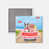 Bull Terrier Dog Valentijnsdag Truck Hearts Magneet (Voorkant / Achterkant)