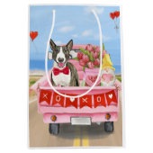 Bull Terrier Dog Valentijnsdag Truck Hearts Medium Cadeauzakje (Voorkant)