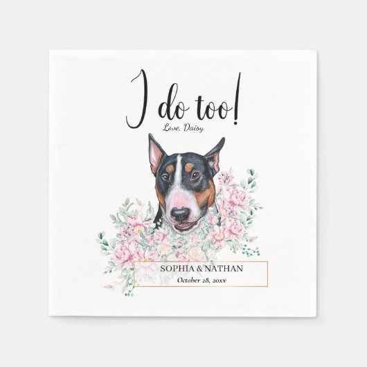 Bull Terrier Dog Wedding Cocktail Napkins Servet (Voorkant)