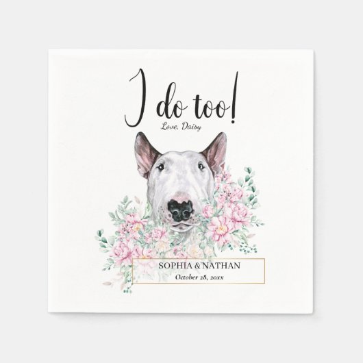 Bull Terrier Dog Wedding Cocktail Napkins Servet (Voorkant)