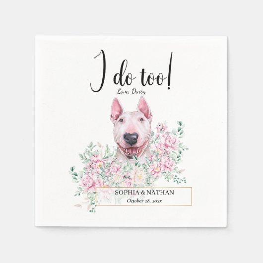Bull Terrier Dog Wedding Cocktail Napkins Servet (Voorkant)