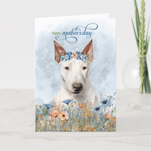 Bull Terrier Dog Wildflowers Mother's Day Feestdagen Kaart (Voorkant)