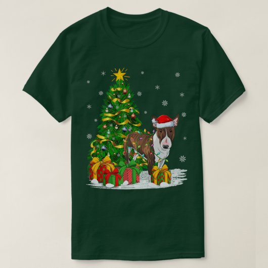 Bull Terrier Dog Xmas Tree Santa Bull Terrier Chri T-shirt (Design voorkant)