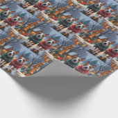 Bull Terrier Dogs Christmas Snow Holiday Cadeaupapier (Hoek)