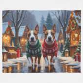 Bull Terrier Dogs Christmas Snow Holiday Fleece Deken (Voorkant (Horizontaal))