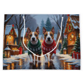 Bull Terrier Dogs Christmas Snow Holiday Groot Cadeauzakje (Voorkant)