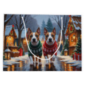 Bull Terrier Dogs Christmas Snow Holiday Groot Cadeauzakje (Achterkant)