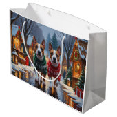 Bull Terrier Dogs Christmas Snow Holiday Groot Cadeauzakje (Achterkant Gekanteld)