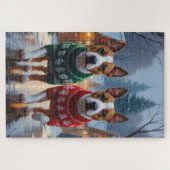 Bull Terrier Dogs Christmas Snow Holiday Legpuzzel (Horizontaal)