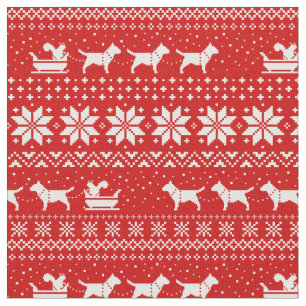 Bull Terrier Dogs Kerstfeestdag Sleigh Ride Stof