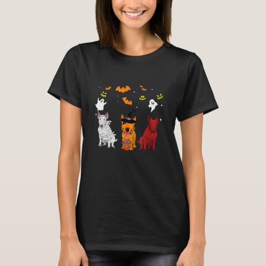 Bull Terrier Dogs Mummy Witch Pet Funny Halloween T-shirt (Voorkant)