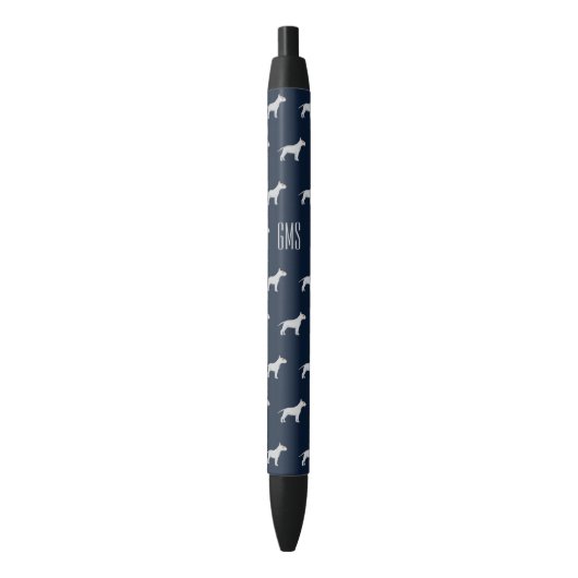 Bull Terrier Dogs Pattern Monogrammed Zwarte Inkt Pen (Voorkant Verticaal)