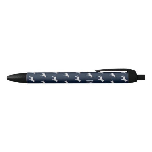 Bull Terrier Dogs Pattern Monogrammed Zwarte Inkt Pen (Bovenkant)