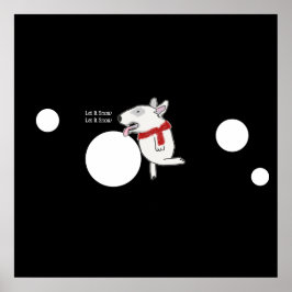 Bull Terrier Doodle geniet van sneeuw Poster