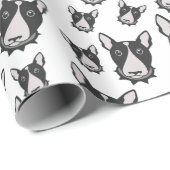 Bull Terrier Double Take! Schattige Puppy Dog Bull Cadeaupapier (Rol Hoek)