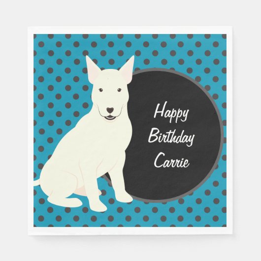 Bull Terrier en Polka Dots Personalized Servet (Voorkant)
