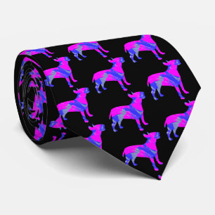 Bull Terrier Engelse Hond RozeBlauw Silhouet Zwart Stropdas