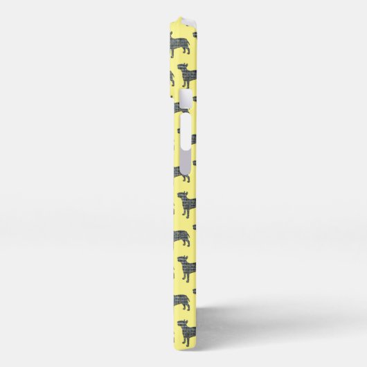 Bull Terrier Engelse hond silhouet raster geel iPhone Hoesje (Linkerkant)