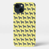Bull Terrier Engelse hond silhouet raster geel iPhone Hoesje (Achterkant)
