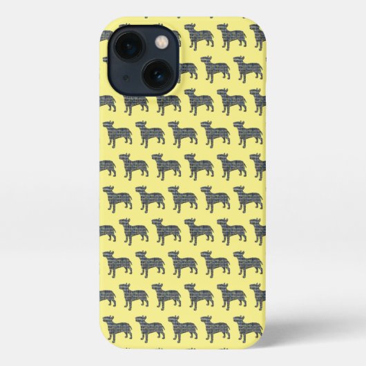 Bull Terrier Engelse hond silhouet raster geel iPhone Hoesje (Achterkant)