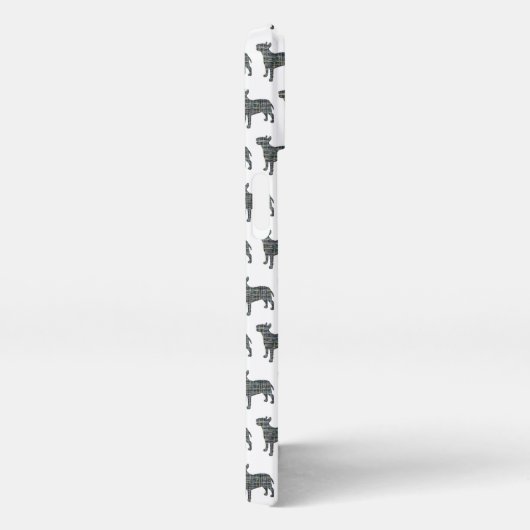 Bull Terrier Engelse hond silhouet raster geel iPhone Hoesje (Rechterkant)