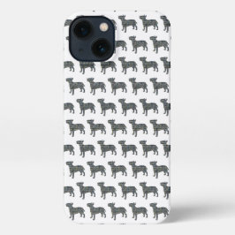 Bull Terrier Engelse hond silhouet raster geel iPhone 13 Hoesje