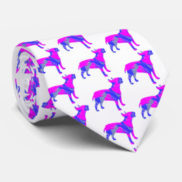 Bull Terrier English Dog PinkBlue Silhouette White Stropdas