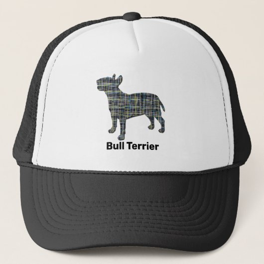 Bull Terrier English Dog Silhouette Grid Custom Trucker Pet (Voorkant)