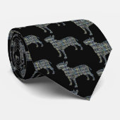 Bull Terrier English Yellow & Blue Grid Lines Stropdas (Opgerold)