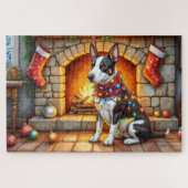 Bull Terrier Fireplace with Christmas Lights Legpuzzel (Horizontaal)