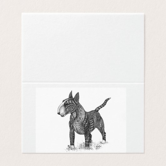 Bull Terrier Folded Card Kaart (Buitenkant ongevouwen)