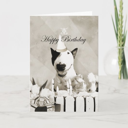 Bull Terrier-fotokaart "Happy Birthday" Kaart (Voorkant)